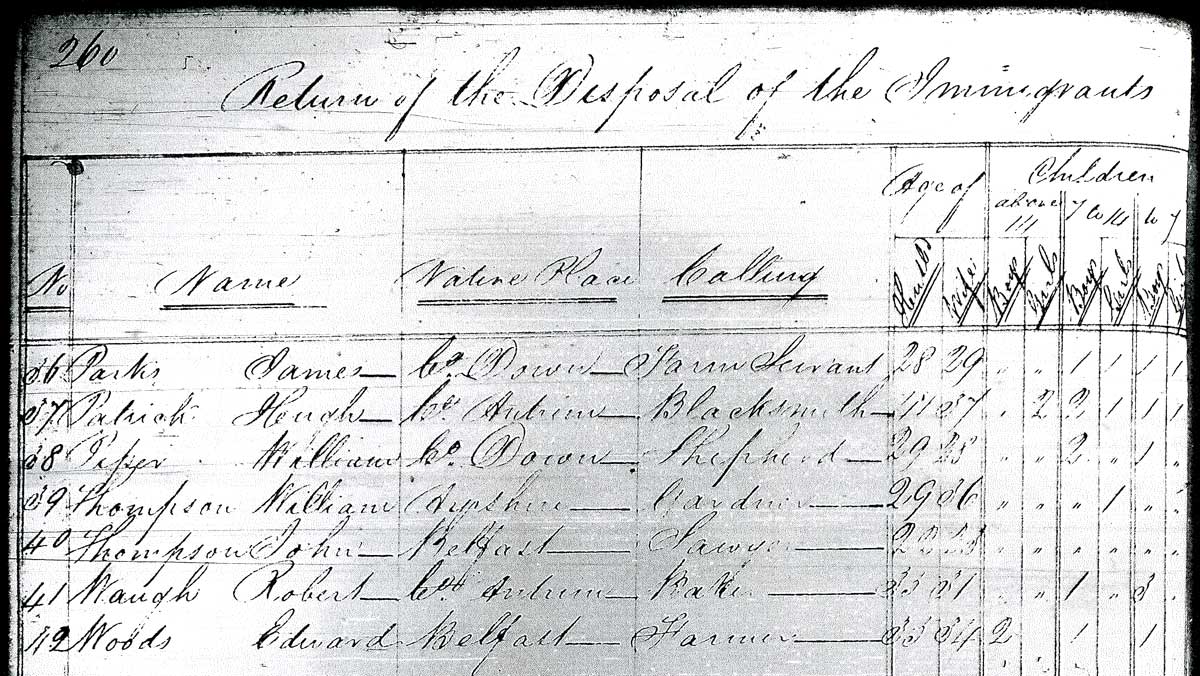 garrow passenger list   1838